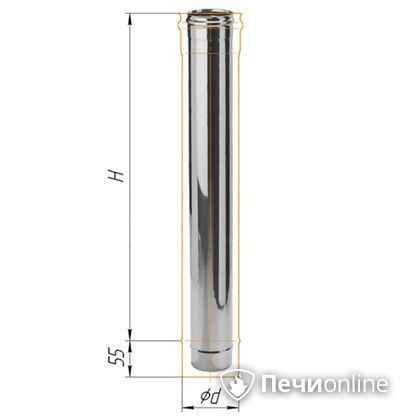 Дымоход Феррум Дымоход нержавейка 08 d-120 L=1м в Лесному