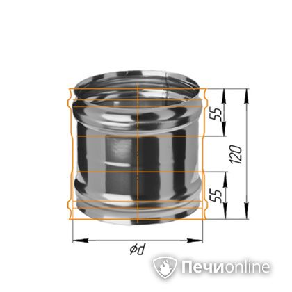 Дымоход Феррум Адаптер ММ для печи нержавеющий 08 d-120 в Лесному