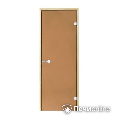 Дверь для бани Harvia Стеклянная дверь для сауны 7/19 коробка сосна бронза  D71901М в Лесному