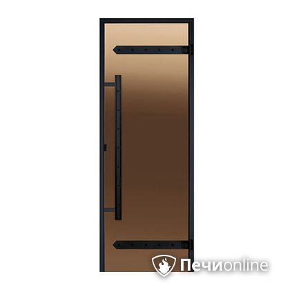 Дверь для бани Harvia Стеклянная дверь для сауны LEGEND 7/19 черная коробка сосна бронза  D71901МL в Лесному
