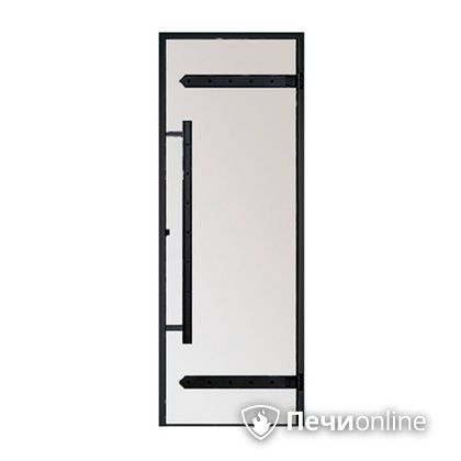 Дверь для бани Harvia Стеклянная дверь для сауны LEGEND 7/19 черная коробка сосна сатин D71905МL в Лесному